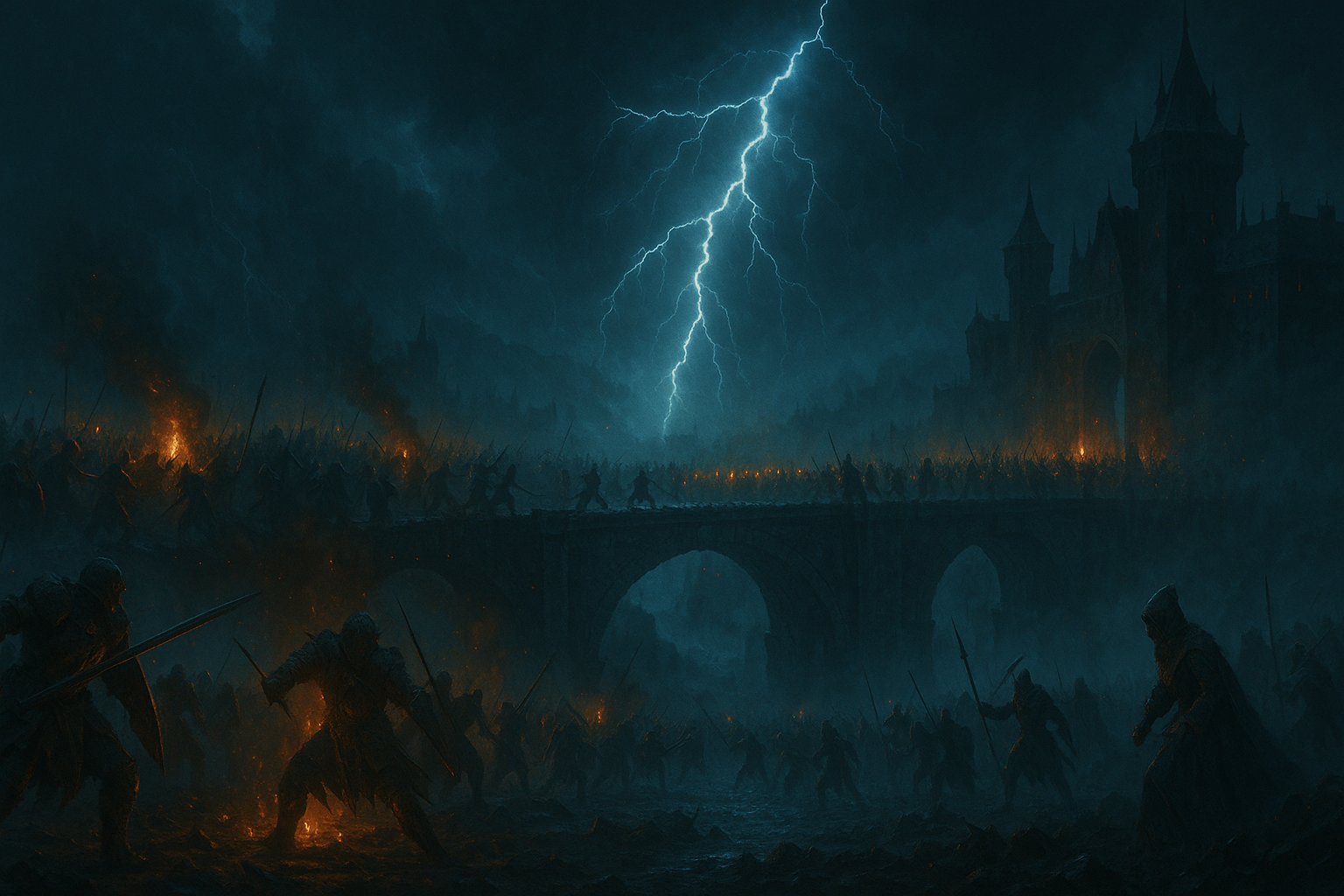 Battle scene with lightning